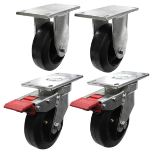 Waste Bin Castor Set with Rubber on Cast Iron Wheels (WASTESETT-13)