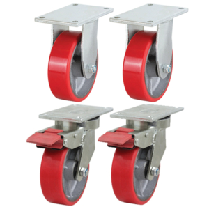 Waste Bin Castor Set with Poly Tyred Cast Iron Wheels (WASTESETT-7)