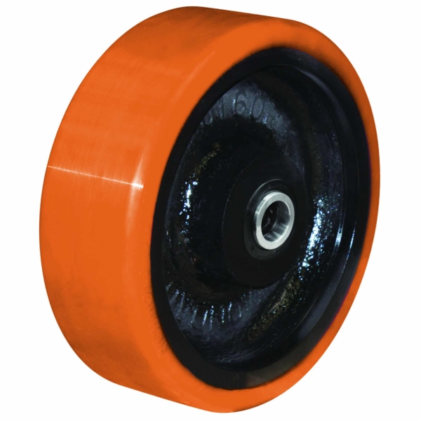 400mm Polyurethane Tyred Cast Iron Centred Wheel | 40mm Axle Diameter (PU1606-M40)