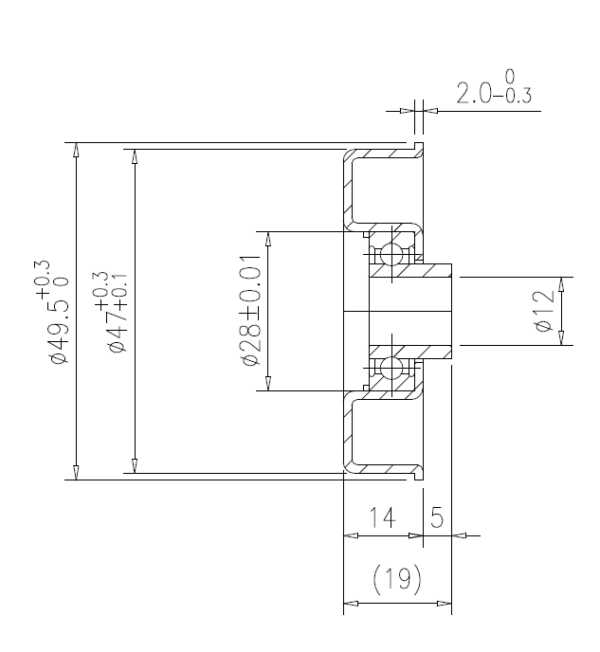 Conveyor Bearing: M12 Bore, ZZ Ball Bearing - Suits Steel Tube 60 x 2mm Wall Thickness (BRG031) - Image 2