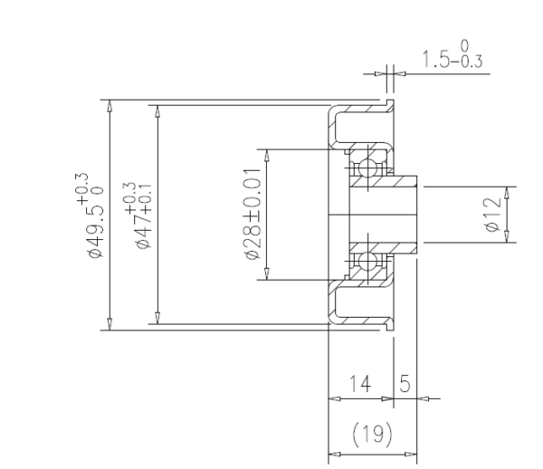 Conveyor Bearing: M12 Bore, ZZ  304 Stainless Steel Bearing - Suits Steel Tube 50 x 1.5mm Wall Thickness (BRG030) - Image 2