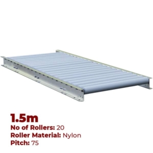 600mm Wide Stainless Steel Gravity Conveyor with Nylon Rollers - 1.5m Long (CGR047)