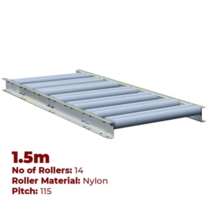 600mm Wide Stainless Steel Gravity Conveyor with Nylon Rollers - 1.5m Long (CGR048)