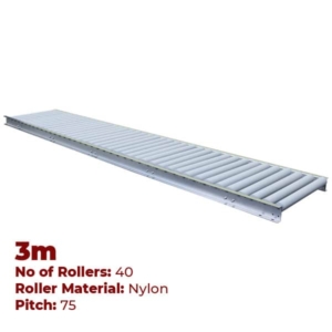 600mm Wide Stainless Steel Gravity Conveyor with Nylon Rollers - 3m Long (CGR050)