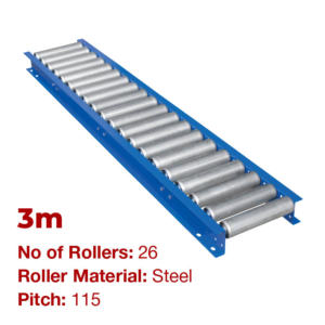 290mm Wide Gravity Conveyor with Steel Rollers - 3m Long (CGR077)