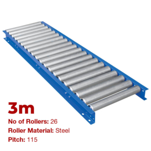 450mm Wide Gravity Conveyor with Steel Rollers - 3m Long (CGR089)