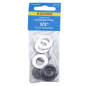 1/2" Stainless Steel Flat Washer - 8 Pack (FLW500SPK8)