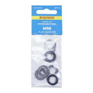 M10 Stainless Steel Flat Washer - 8 Pack (FLWM10SPK8)