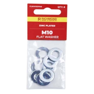 M10 Zinc Plated Flat Washer - 8 Pack (FLWM10ZPK8)