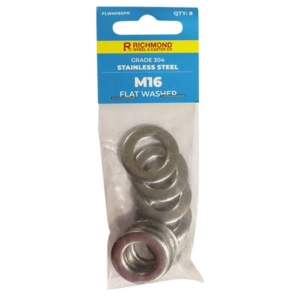 M16 Stainless Steel Flat Washer - 8 Pack (FLWM16SPK8)