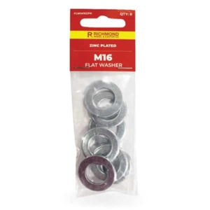 M16 Zinc Plated Flat Washer - 8 Pack (FLWM16ZPK8)
