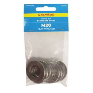 M20 Stainless Steel Flat Washer - 8 Pack (FLWM20SPK8)