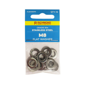 M8 Stainless Steel Flat Washer - 16 Pack (FLWM8SPK)