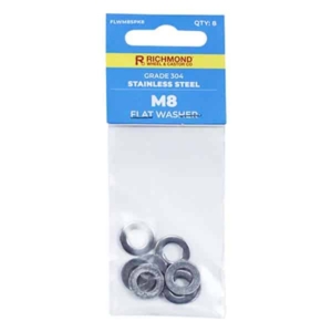 M8 Stainless Steel Flat Washer - 8 Pack (FLWM8SPK8)