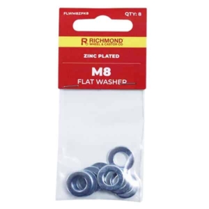 M8 Zinc Plated Flat Washer - 8 Pack (FLWM8ZPK8)