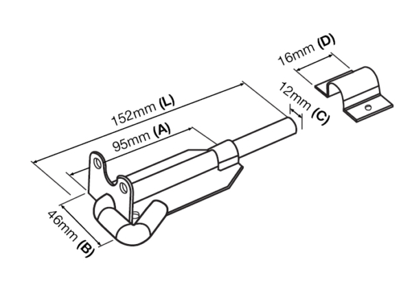 Pad/Slide Bolt Latch (GTR142) - Image 2