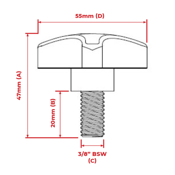 Locking Knob 3/8" Insert Width (LCKKNOB-37) - Image 2