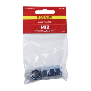 M12 Zinc Plated Nylon Lock Nut - 4 Pack (NUTM12ZNPK4)