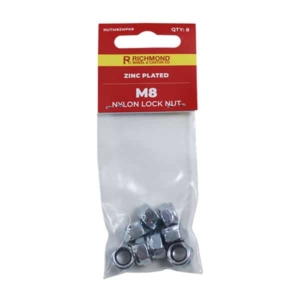 M8 Zinc Plated Nylon Lock Nut - 8 Pack (NUTM8ZNPK8)