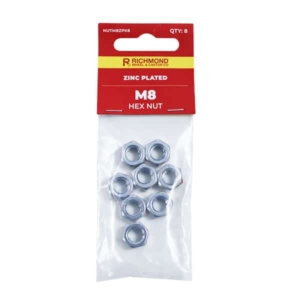 M8 Zinc Plated Hex Nut - 8 Pack (NUTM8ZPK8)
