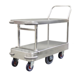 Narrow 6 Wheel Stock Trolley Twin Platform Single Handle | PGR101