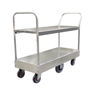 Narrow 6 Wheel Stock Trolley Twin Platform Twin Handle | PGR401