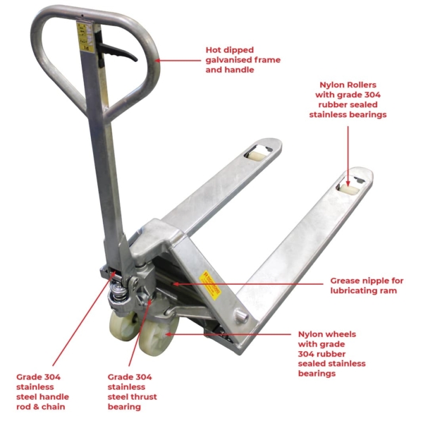 Standard 2000kg Galvanised Pallet Jack (PJR003) - Image 2