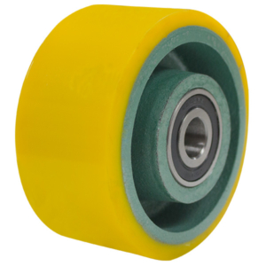100mm Polyurethane Tyred Cast Iron Centred Wheel | 3/4" Axle Diameter (PU425-75)