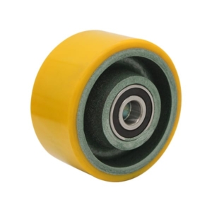 100mm Polyurethane Tyred Cast Iron Centred Wheel | 1/2" Axle Diameter (PU425-50)