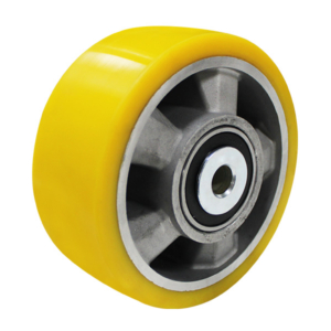 125mm Crowned Polyurethane Tyred Aluminium Centred Wheel | 1/2" Axle Diameter (PU507-50)