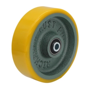 125mm Polyurethane Tyred Cast Iron Centred Wheel | 3/8" Axle Diameter (PU549-37)