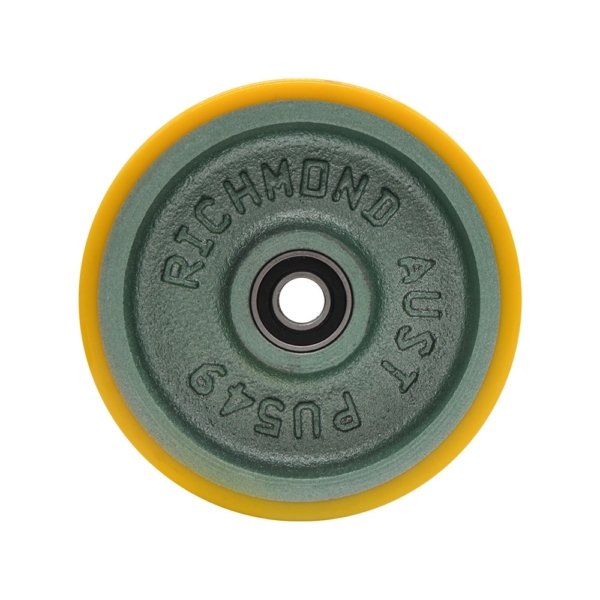 125mm Polyurethane Tyred Cast Iron Centred Wheel | 1/2" Axle Diameter (PU549-50) - Image 2