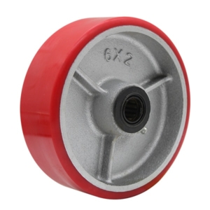 150mm Polyurethane Tyred Cast Iron Centred Wheel | 3/4" Axle Diameter (PU614-75)