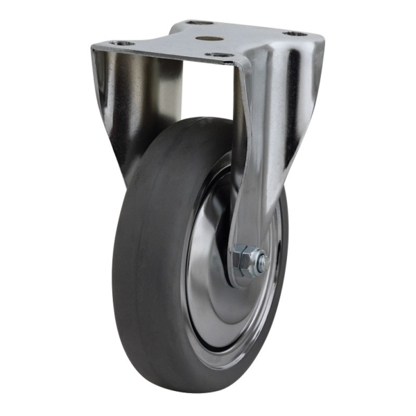 125mm Inst Rubber Rigid Chrome Durolite Castor (R5575)