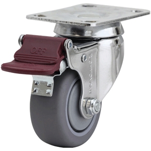 75mm Inst Rubber Swivel Chrome Durolite Castor (S3374BR)
