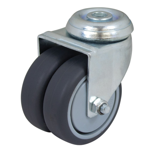 75mm Twin Wheel Utility Bolt Castor (S3722)