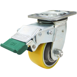 100mm Crowned Polyurethane Tyred Aluminium Centred Wheel 300kg Capacity Swivel Castor with Directional Lock (S4274D)