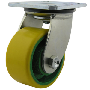 100mm Polyurethane Tyred Cast Iron Centred Wheel 500kg Capacity Castor (S4388)
