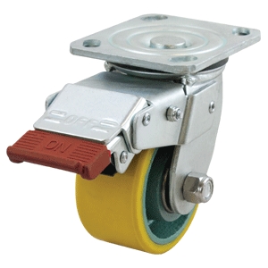 100mm Polyurethane Tyred Cast Iron Centred Wheel 500kg Capacity Castor (S4388SLB)