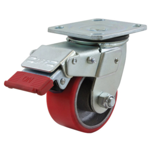 100mm Polyurethane Tyred Cast Iron Centred Wheel 250kg Capacity Castor (S4400SLB)