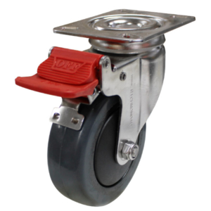 100mm Elastic Rubber Wheel Swivel Brake Castor (S4415B)