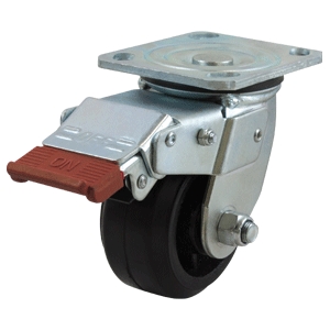 100mm Rubber Wheel 110kg Capacity Castor (S4432SLB)