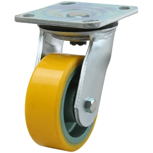 100mm Polyurethane Tyred Cast Iron Centred Wheel 330kg Capacity Castor (S4448)