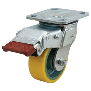 100mm Polyurethane Tyred Cast Iron Centred Wheel 330kg Capacity Castor (S4448SLB)