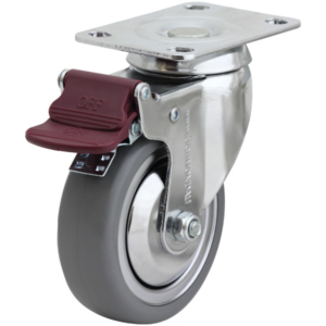 100mm Inst Rubber Swivel Chrome Durolite Castor (S4474BR)