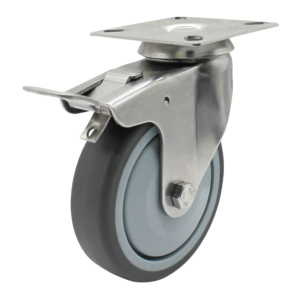 100mm Rubber Wheel 70kg Capacity Stainless Steel Brake Castor (S4726B)