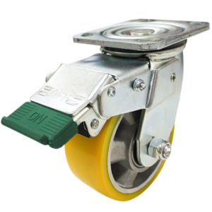 125mm Crowned Polyurethane Tyred Aluminium Centred Wheel 400kg Capacity Swivel Castor with Directional Lock (S5274D)