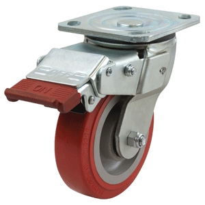 125mm Polyurethane Tyred Nylon Centred Wheel 250kg Capacity Castor (S5542SLB)