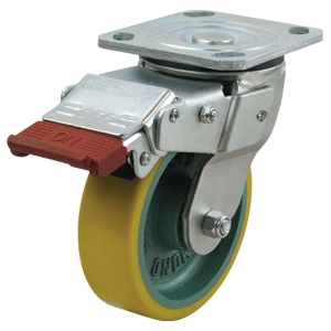 125mm Polyurethane Tyred Cast Iron Centred Wheel 330kg Capacity Castor (S5548SLB)