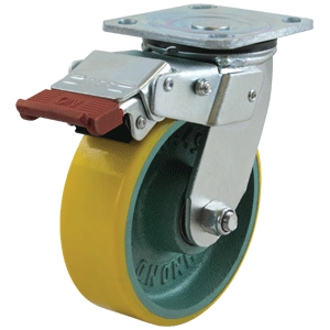 150mm Polyurethane Tyred Cast Iron Centred Wheel 500Kg Capacity Castor (S6648SLB)